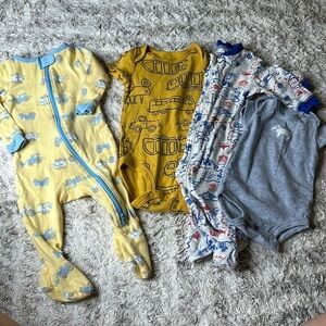 3-6m baby boy lot sleepers, onesies tractors, boats, cars